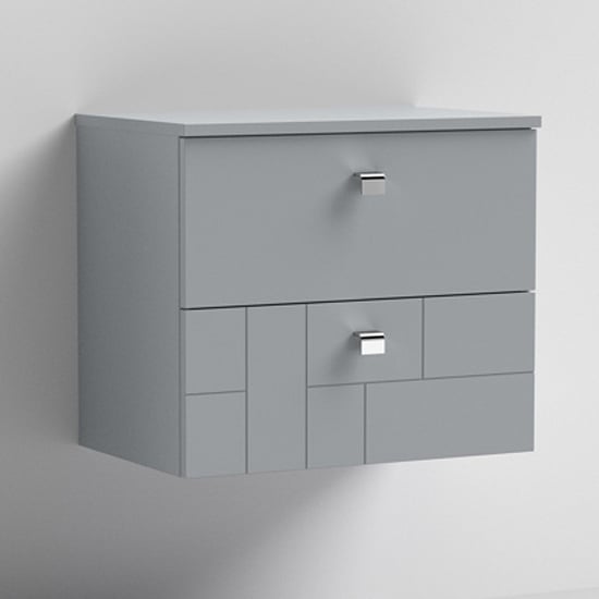 Read more about Bloke 60cm wall hung vanity with worktop in satin grey