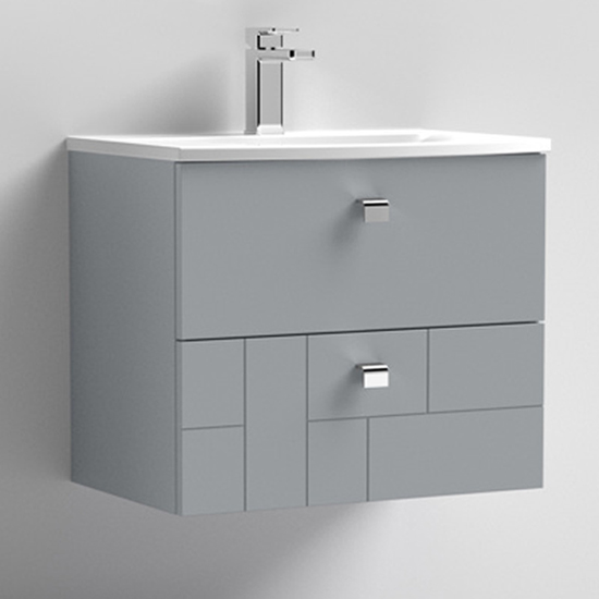 Bloke 60cm Wall Vanity With Curved Basin In Satin Grey