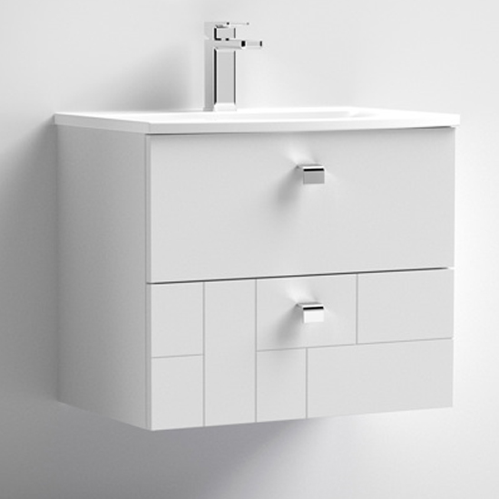 Product photograph of Bloke 60cm Wall Vanity With Curved Basin In Satin White from Furniture in Fashion