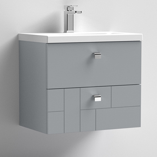 Product photograph of Bloke 60cm Wall Vanity With Mid Edged Basin In Satin Grey from Furniture in Fashion