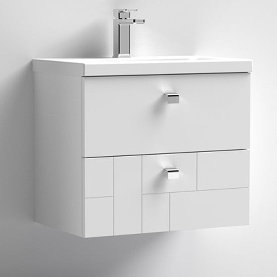 Product photograph of Bloke 60cm Wall Vanity With Mid Edged Basin In Satin White from Furniture in Fashion