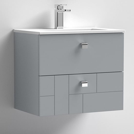 Read more about Bloke 60cm wall vanity with minimalist basin in satin grey