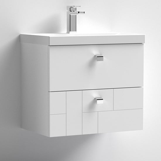 Product photograph of Bloke 60cm Wall Vanity With Thin Edged Basin In Satin White from Furniture in Fashion