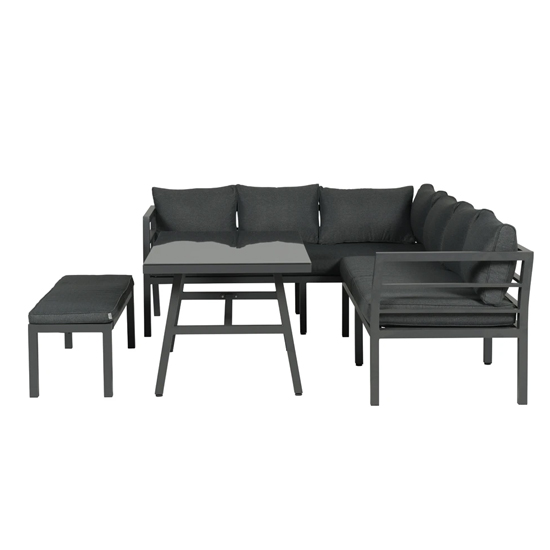 Blokes Corner Lounge Sofa With Dining Set In Carbon Black_4