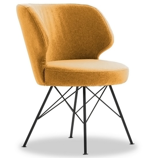 Blokty Modern Fabric Accent Chair In Mustard With Metal Legs