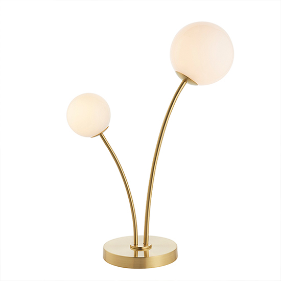 Bloom 2 Lights Opal Glass Table Lamp In Satin Brass_2