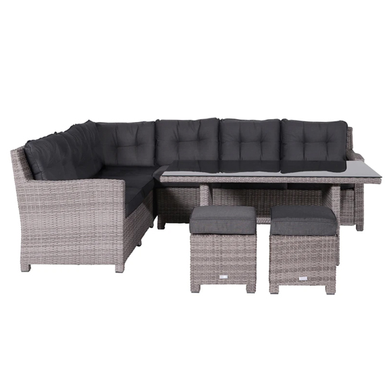 Blubrik Corner Lounge Sofa With Dining Set In Organic Grey Furniture
