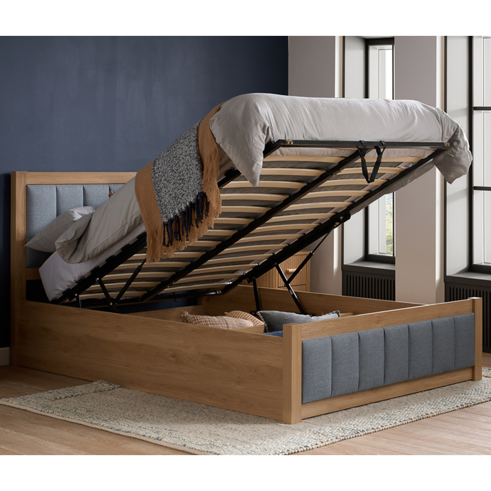 Bluefield Wooden Ottoman Storage Double Bed In Grey And Oak