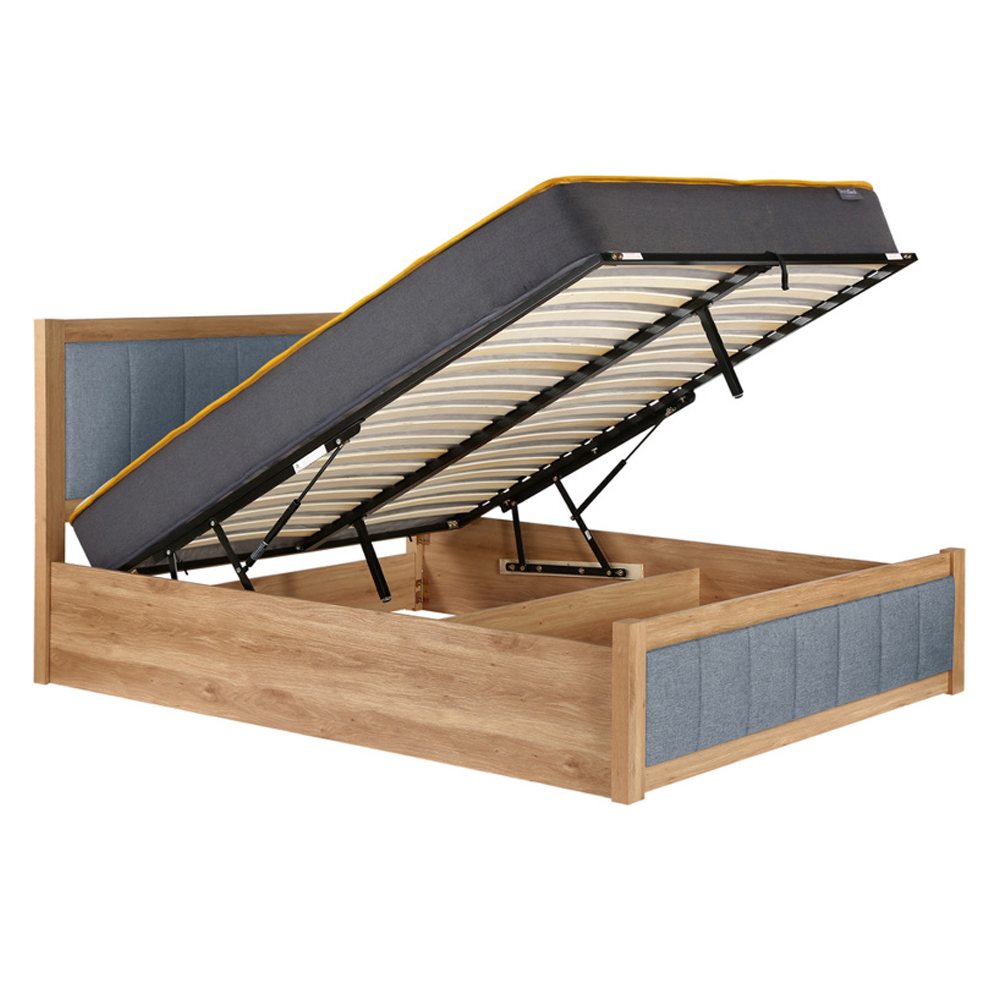Bluefield Wooden Ottoman Storage Double Bed In Grey And Oak
