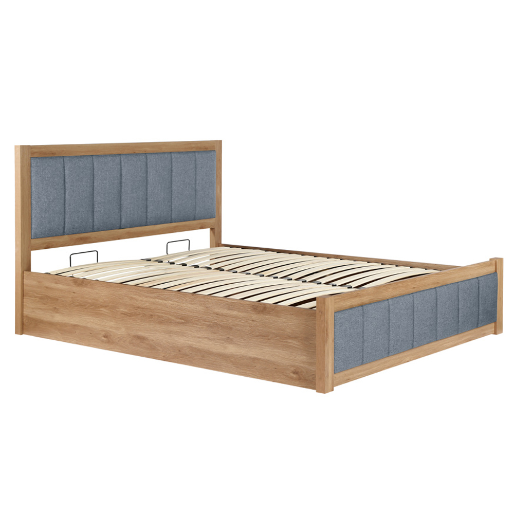 Bluefield Wooden Ottoman Storage King Size Bed In Grey And Oak