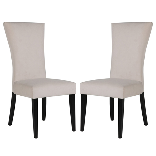 Bluma Oyster Velvet Dining Chairs With Black Legs In Pair Furniture