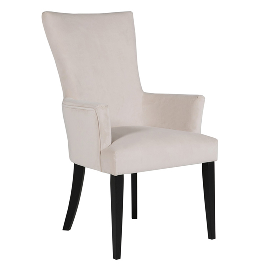 Bluma Velvet Armchair In Oyster With Black Legs