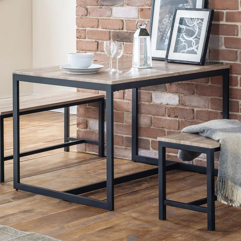 Tacita Dining Table In Sonoma Oak Effect With Black Frame