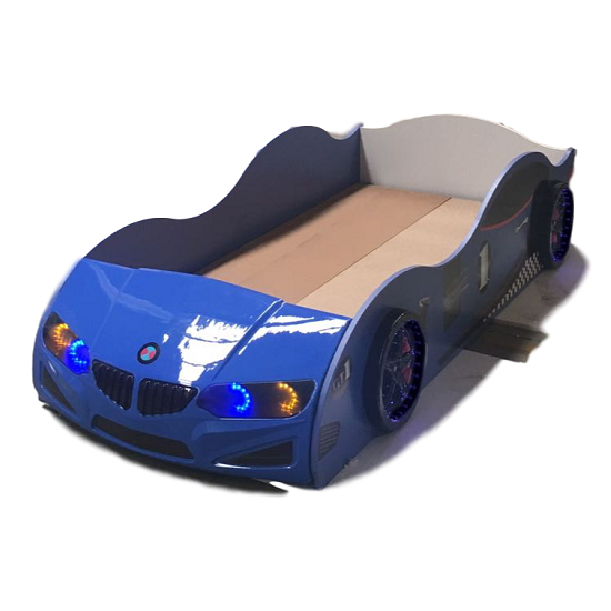 BMW GTI Childrens Car Bed In Blue With Spoiler And LED Furniture in