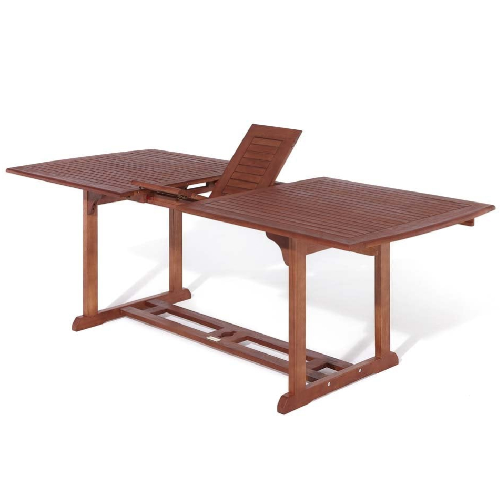 Boarhunt Wooden Garden Extending Dining Set With Parasol In Brown