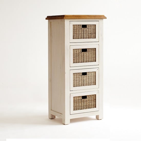 Boddem Tallboy Chest Of 4 Drawes White Pine And Rattan Boddem Tallboy Chest Of 4 Drawes White Pine And Rattan