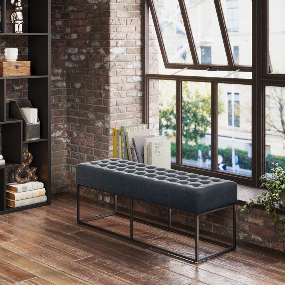 Read more about Boden fabric hallway seating bench with steel frame in grey