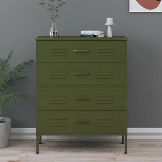 Read more about Bodmin steel chest of 4 drawers in olive green