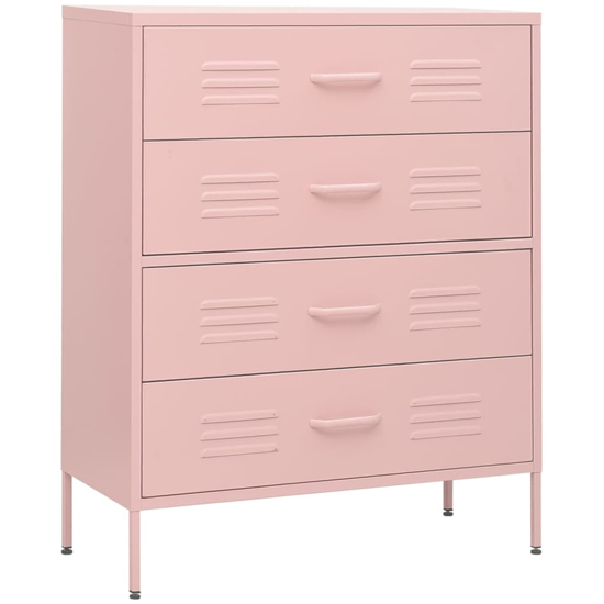 Bodmin Steel Chest Of 4 Drawers In Pink