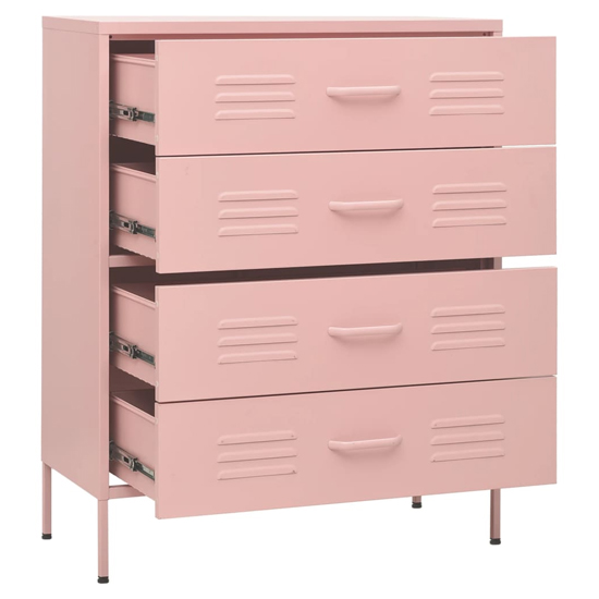 Bodmin Steel Chest Of 4 Drawers In Pink