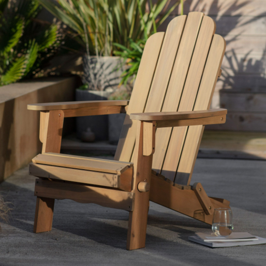 Bognor Outdoor Wooden Lounge Armchair In Natural