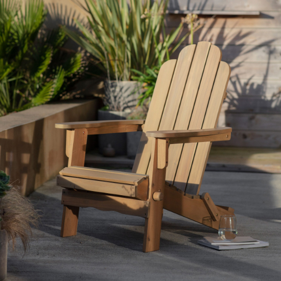 Product photograph of Bognor Outdoor Wooden Lounge Armchair In Natural from Furniture in Fashion