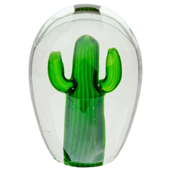 Bogota Glass Cactus Ornament Large In Green
