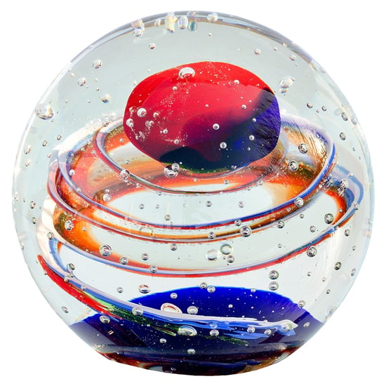 Product photograph of Bogota Glass Cosmos Ornament In Red And Blue from Furniture in Fashion