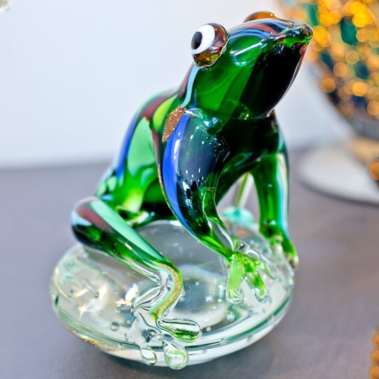 Product photograph of Bogota Glass Jungle Frog Ornament In Green from Furniture in Fashion