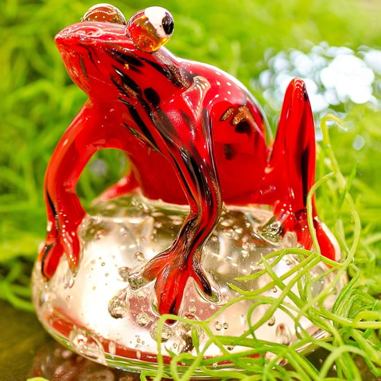 Product photograph of Bogota Glass Jungle Frog Ornament In Red from Furniture in Fashion