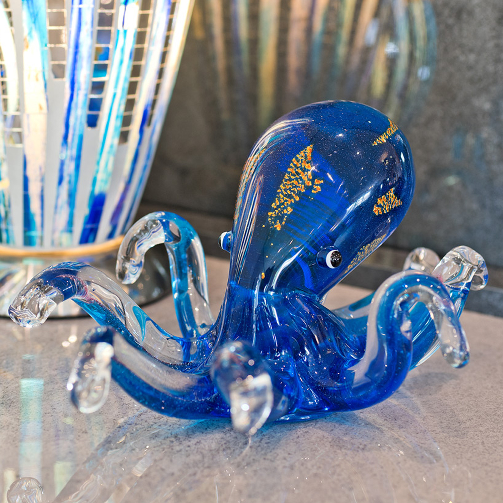 Bogota Glass Octopus Ornament In Blue