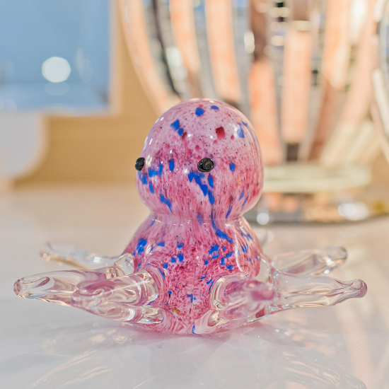 Product photograph of Bogota Glass Octopus Ornament In Pink And Blue from Furniture in Fashion