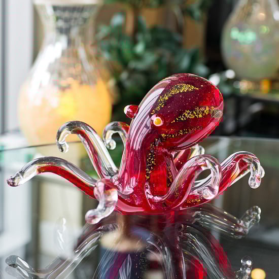 Read more about Bogota glass octopus ornament in red