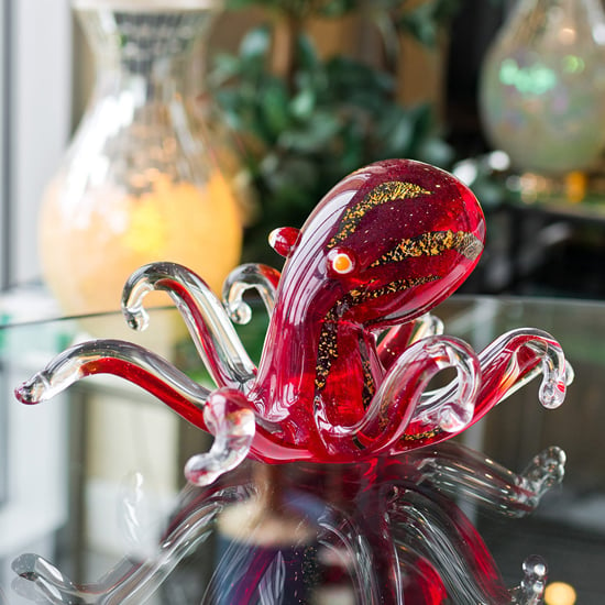 Product photograph of Bogota Glass Octopus Ornament In Red from Furniture in Fashion