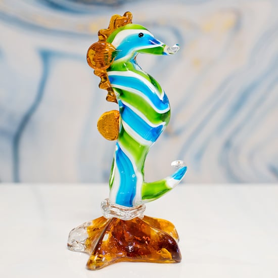 Product photograph of Bogota Glass Sea Horse Ornament In Multicolored from Furniture in Fashion