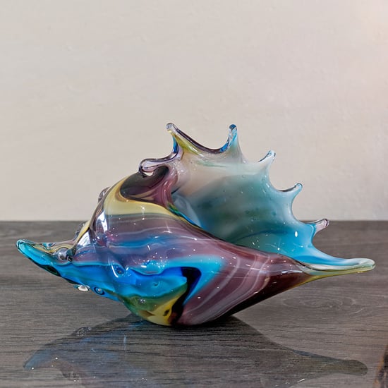 Product photograph of Bogota Glass Seashell Ornament In Blue And Purple from Furniture in Fashion