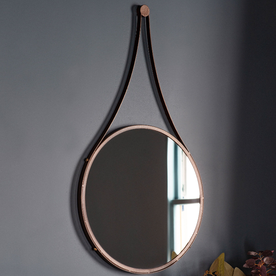 Photo of Bogota small round wall mirror with aged bronze iron frame