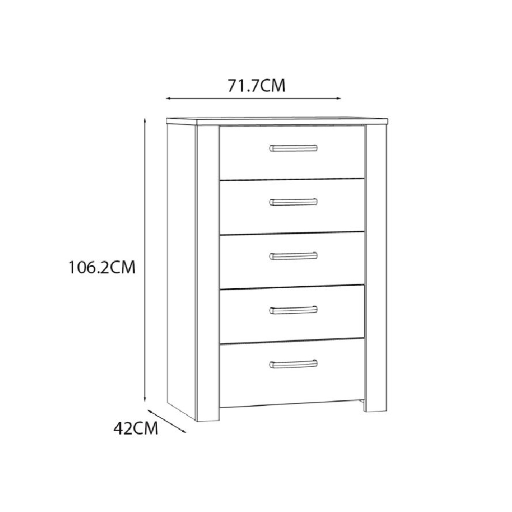 Bogota Wooden Chest Of 5 Drawers In White And Oak