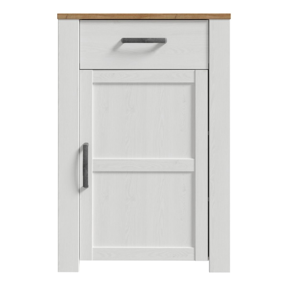 Bogota Wooden Shoe Cabinet With 1 Door 1 Drawer In White And Oak
