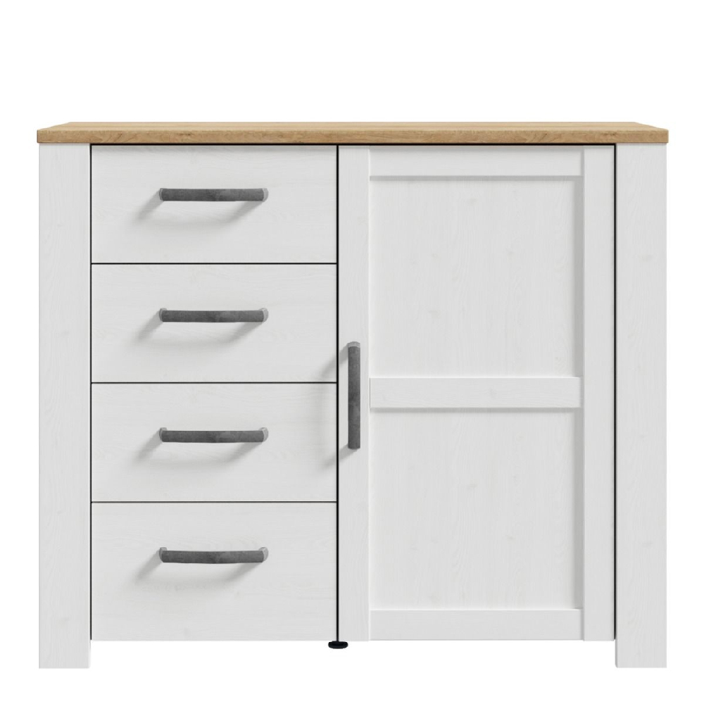 Bogota Wooden Sideboard With 1 Door 4 Drawers In White And Oak