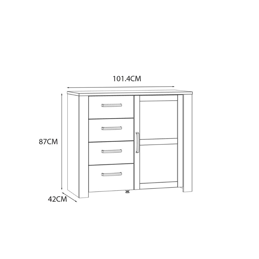 Bogota Wooden Sideboard With 1 Door 4 Drawers In White And Oak
