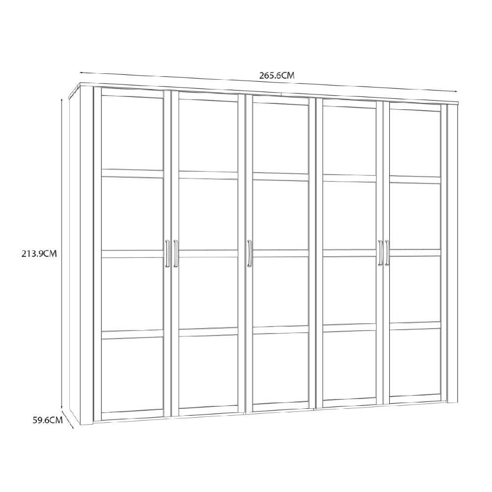 Bogota Wooden Wardrobe With 5 Doors In Riviera Oak And White