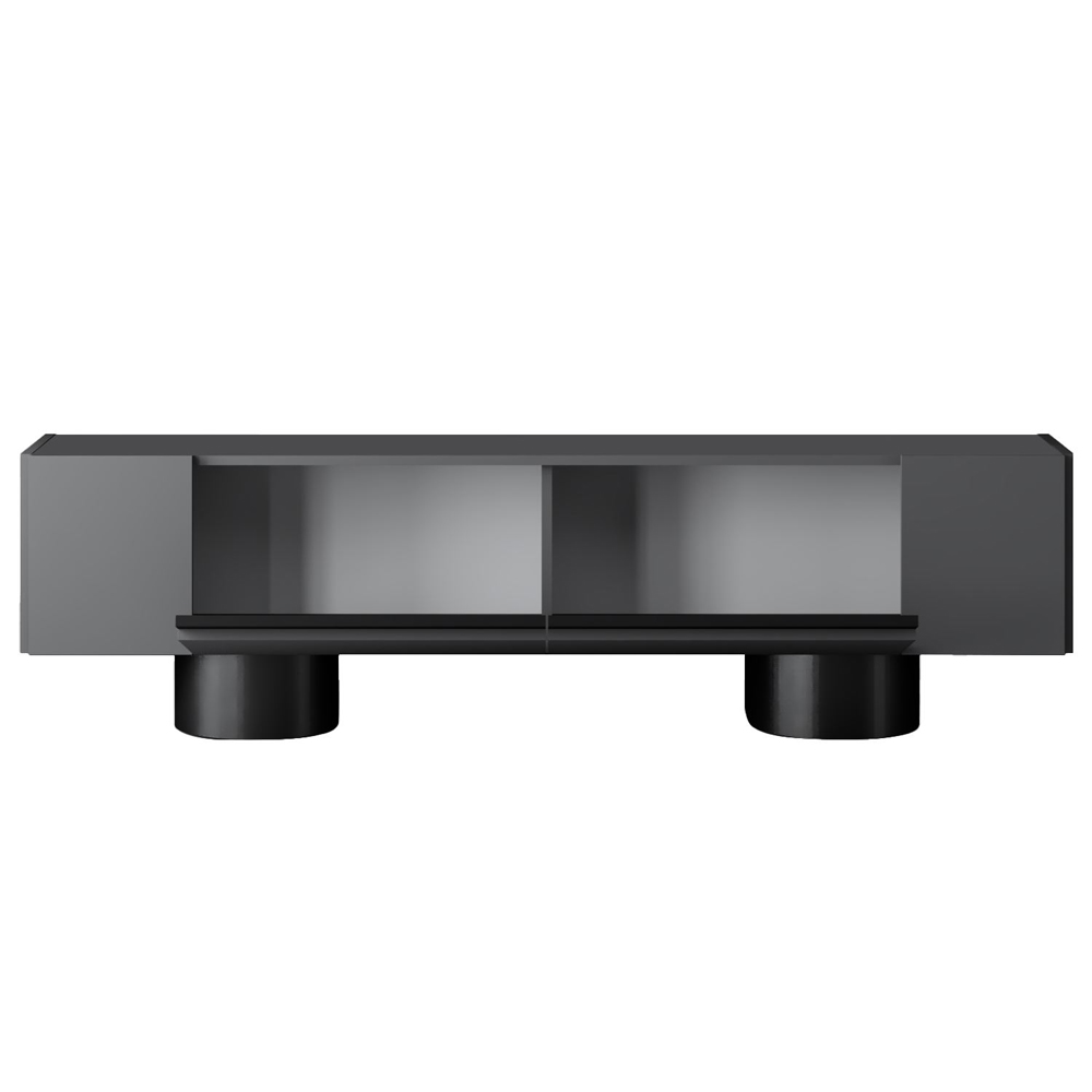 Boheme Wooden TV Stand With 2 Flap Doors In Anthracite And Black