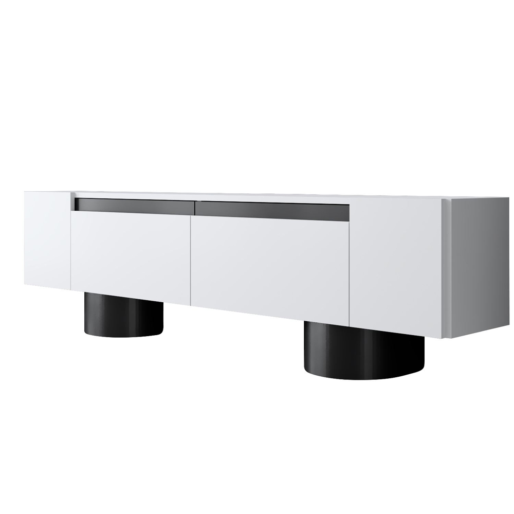 Boheme Wooden TV Stand With 2 Flap Doors In White And Black