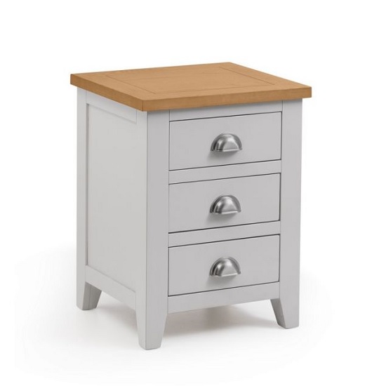 Read more about Raisie wooden bedside cabinet in grey with 3 drawers