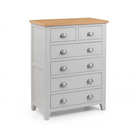 Raisie Wooden Chest Of Drawers In Grey With 6 Drawers