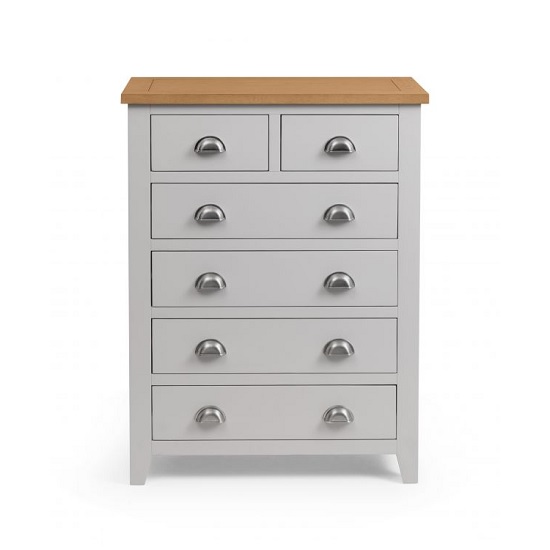 Raisie Wooden Chest Of Drawers In Grey With 6 Drawers