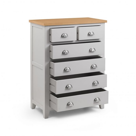 Raisie Wooden Chest Of Drawers In Grey With 6 Drawers