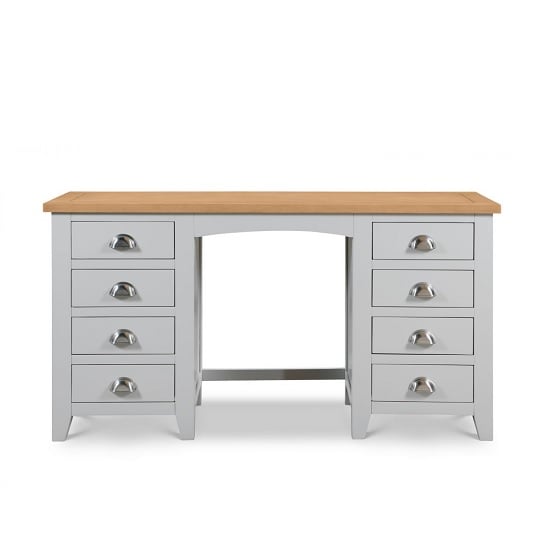 Raisie Wooden Pedestal Dressing Table In Grey With 8 Drawers_3