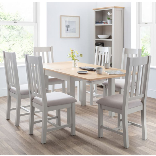 Raisie Extending Grey Wooden Dining Table With 6 Chairs